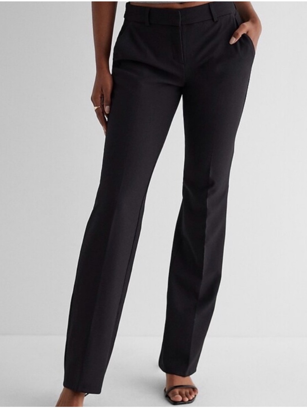 Express 6 Long Black Pants Women's Straight-Leg Mid Rise Dress Trousers